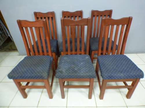 6 lovely vintage dining room chairs, perfect for a refurbishment project.