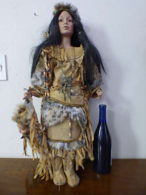 Gorgeous American Indian porcelain doll, fabulous in a girls room or add to a collection - AAA
