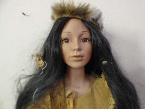 Gorgeous American Indian porcelain doll, fabulous in a girls room or add to a collection - AAA