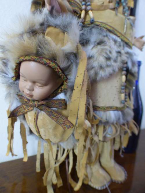 Gorgeous American Indian porcelain doll, fabulous in a girls room or add to a collection - AAA