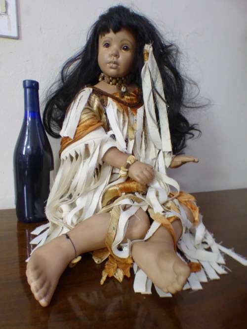 Stunning American Indian porcelain doll, fabulous in a girls room or add to a collection - RS17Sale
