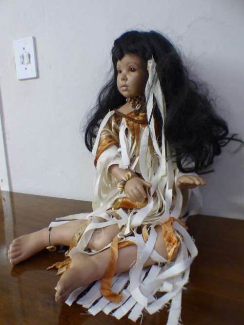 Stunning American Indian porcelain doll, fabulous in a girls room or add to a collection - RS17Sale