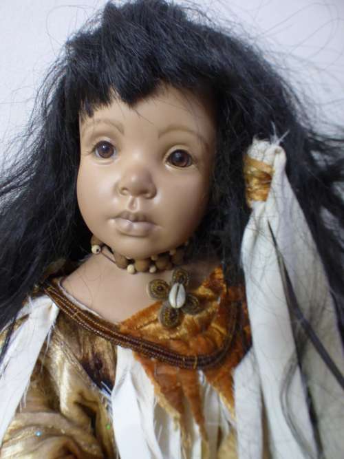 Stunning American Indian porcelain doll, fabulous in a girls room or add to a collection - RS17Sale