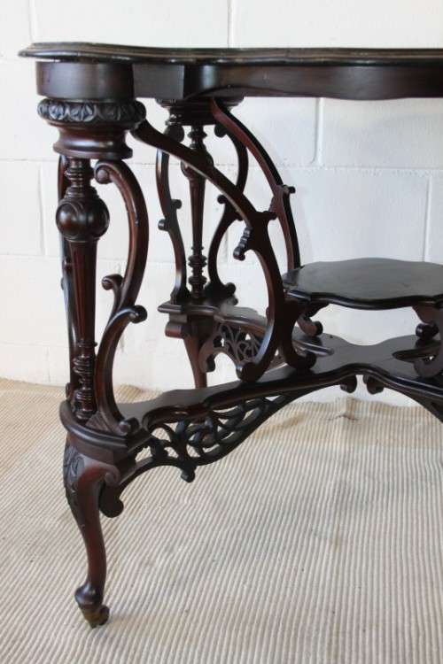 A spectacular antique Rococo "Late Baroque" hand carved Rosewood card/ occasional table