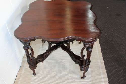 A spectacular antique Rococo "Late Baroque" hand carved Rosewood card/ occasional table