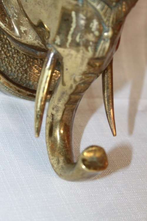 Two absolutely magnificent vintage solid brass "Elephant" lights w/ lovely glass shades - bid/light