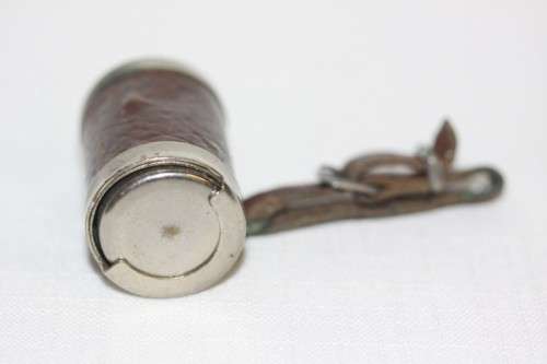 An incredible and rare antique leather clad silver plated double "Sovereign" cylinder coin holder