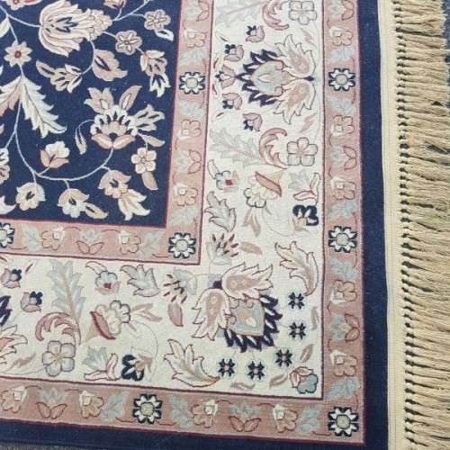A superb Saudi made navy blue "silky" carpet with a stunning pattern in awesome condition