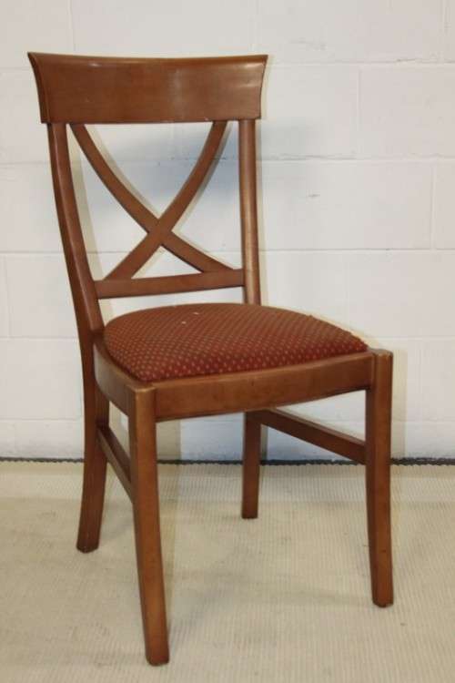 A lovely and sturdy solid cherry wood occasional chair with an upholstered seat