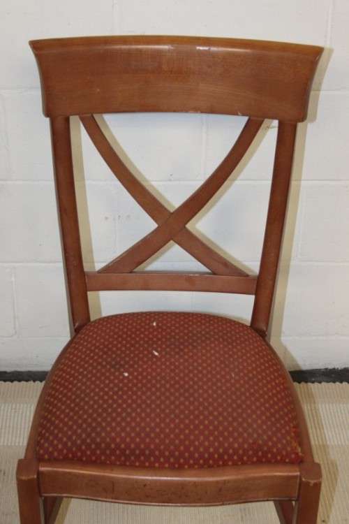 A lovely and sturdy solid cherry wood occasional chair with an upholstered seat