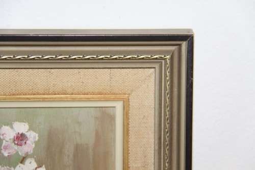 Beautiful original framed oil painting w/ pink & white cherry blossoms by Johan Kotze - RS17Sale