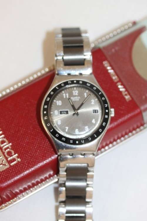 **RS17** A gents Swiss made Swatch "Irony" stainless steel wrist watch in complete working condition