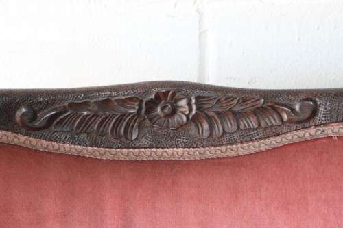 Two gorgeous vintage imbuia Queen Anne hand carved upholstered arm chairs