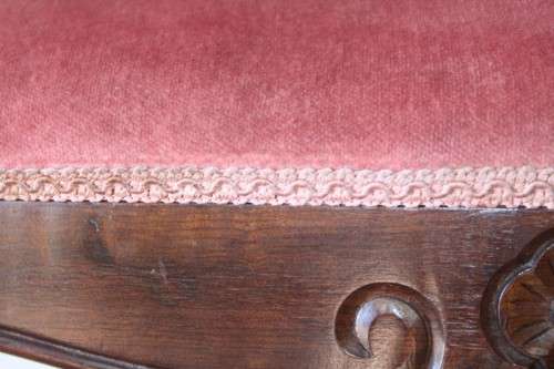 Two gorgeous vintage imbuia Queen Anne hand carved upholstered arm chairs