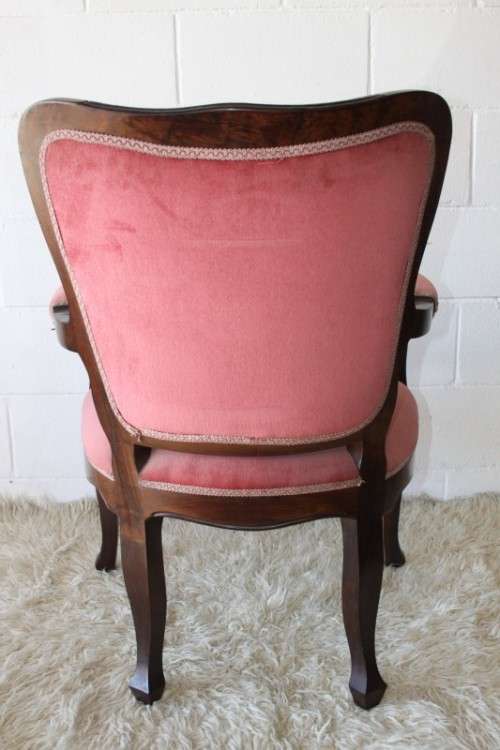 Two gorgeous vintage imbuia Queen Anne hand carved upholstered arm chairs