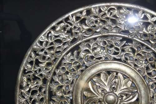 A superb large ornate box-framed traditional carved "Thai Lotus Flower" decorative wall carving