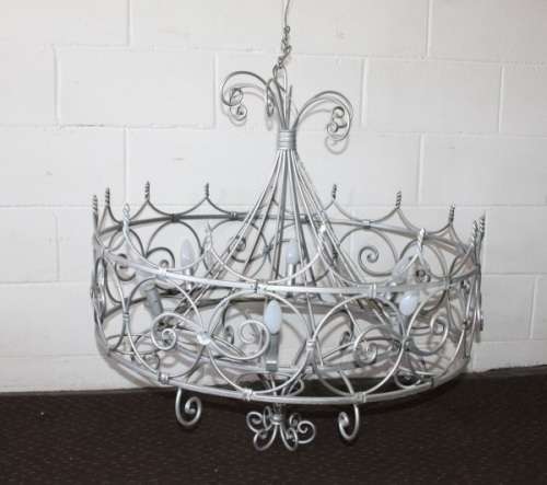 Incredible and beautifully made large wrought iron 6-globe chandelier in great condition - RS17Sale