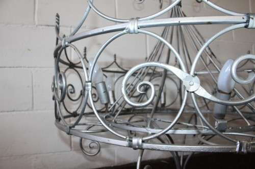 Incredible and beautifully made large wrought iron 6-globe chandelier in great condition - RS17Sale