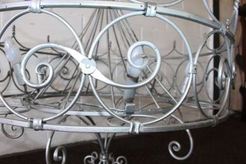Incredible and beautifully made large wrought iron 6-globe chandelier in great condition - RS17Sale