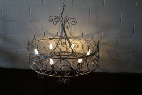 Incredible and beautifully made large wrought iron 6-globe chandelier in great condition - RS17Sale