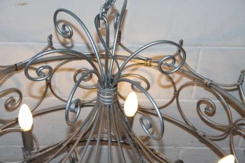 Incredible and beautifully made large wrought iron 6-globe chandelier in great condition - RS17Sale