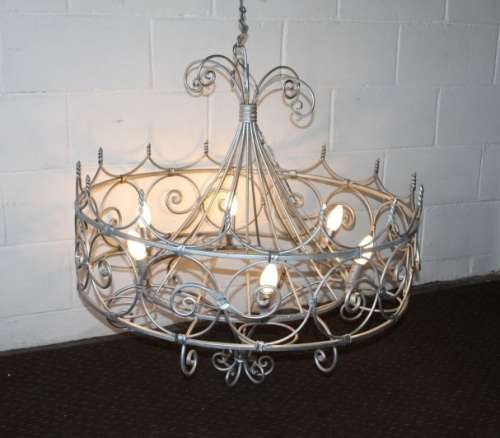 Incredible and beautifully made large wrought iron 6-globe chandelier in great condition - RS17Sale