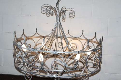 Incredible and beautifully made large wrought iron 6-globe chandelier in great condition - RS17Sale