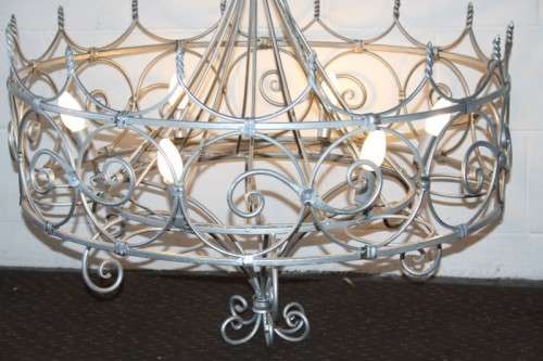 Incredible and beautifully made large wrought iron 6-globe chandelier in great condition - RS17Sale