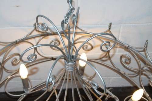 Incredible and beautifully made large wrought iron 6-globe chandelier in great condition - RS17Sale
