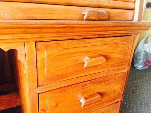 A stunning (large) Indonesian teak roll top writing bureau with loads of drawer space - WOW!