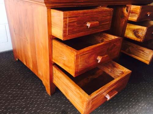 A stunning (large) Indonesian teak roll top writing bureau with loads of drawer space - WOW!