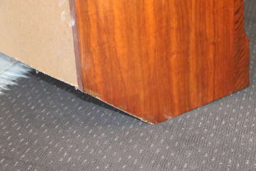 Stunning teak side server with loads of space w/ cutlery drawers & ornate handles