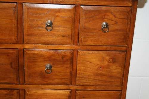 An incredible Indonesian teak 20-drawer "Apothecary spice chest of drawers" in superb condition