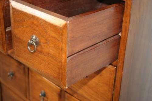 An incredible Indonesian teak 20-drawer "Apothecary spice chest of drawers" in superb condition