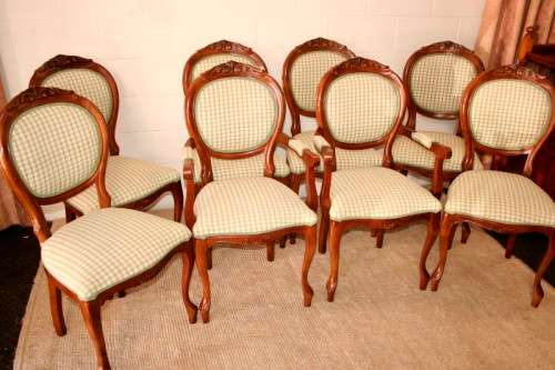8x magnificent solid mahogany dining chairs incl. 2x carvers & 6x comfortable chairs - price/chair