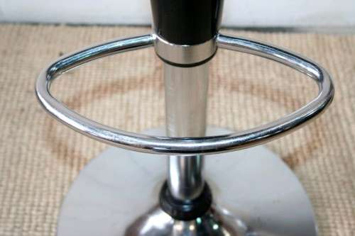 A pair of wonderful funky black & chrome height adjustable bombo style bar/counter chairs - RS17Sale