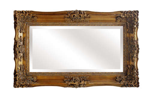 Superbly detailed huge (150cm x 89cm) ornately moulded bevelled glass dressing/ mantle mirror RS17M
