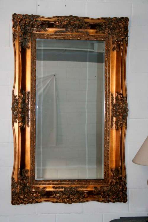 Superbly detailed huge (150cm x 89cm) ornately moulded bevelled glass dressing/ mantle mirror RS17M