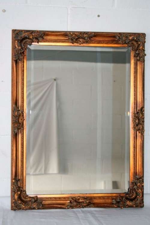 Awesome and stylish bevelled glass ornate gold gilded wooden framed wall mirror - RS17M