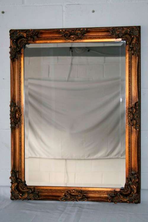 Awesome and stylish bevelled glass ornate gold gilded wooden framed wall mirror - RS17M