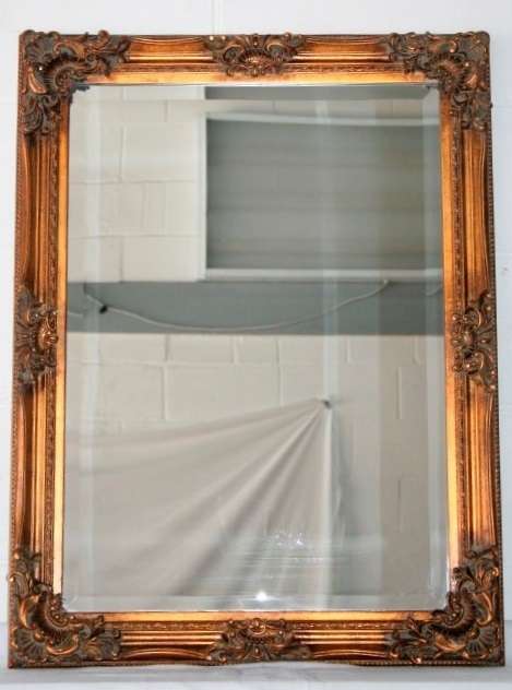 Awesome and stylish bevelled glass ornate gold gilded wooden framed wall mirror - RS17M