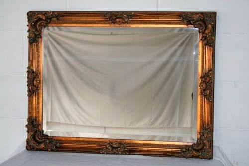 Awesome and stylish bevelled glass ornate gold gilded wooden framed wall mirror - RS17M