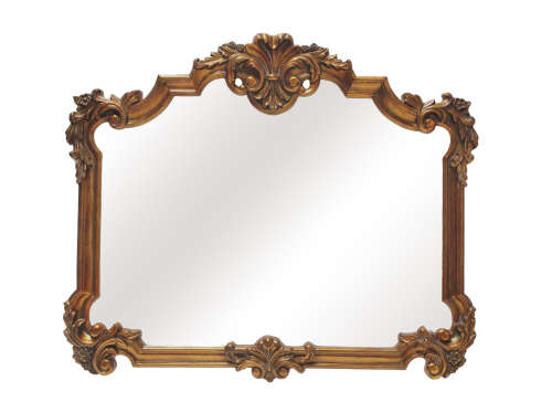 Beautifully styled large (117cm x 100cm) ornate antique gold moulded wall mirror = Stunning! - RS17M