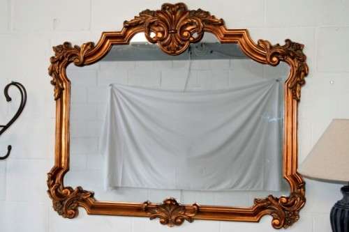 Beautifully styled large (117cm x 100cm) ornate antique gold moulded wall mirror = Stunning! - RS17M