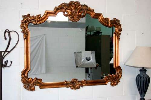 Beautifully styled large (117cm x 100cm) ornate antique gold moulded wall mirror = Stunning! - RS17M