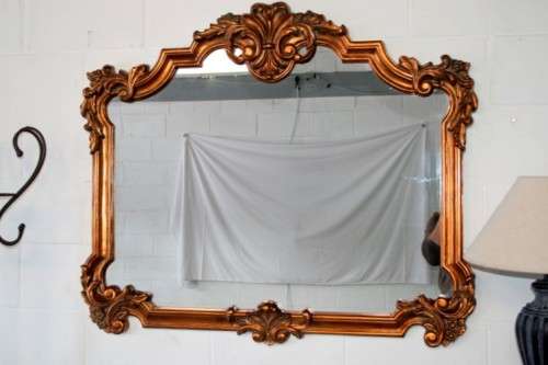 Beautifully styled large (117cm x 100cm) ornate antique gold moulded wall mirror = Stunning! - RS17M