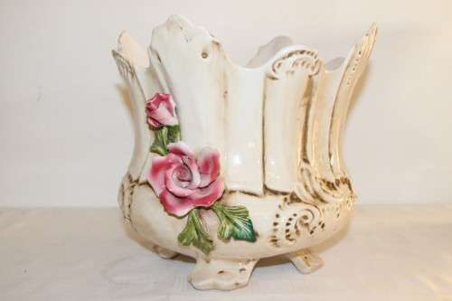 A spectacular large hand painted Italian made Capodimonte porcelain planter bowl