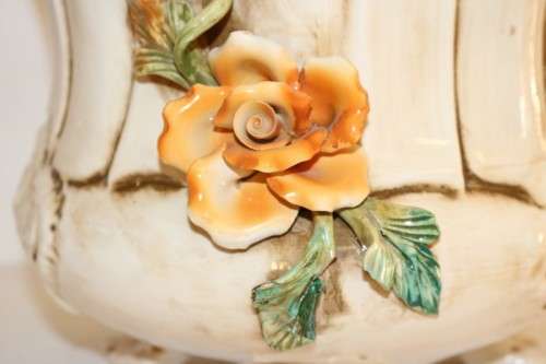 A spectacular large hand painted Italian made Capodimonte porcelain planter bowl