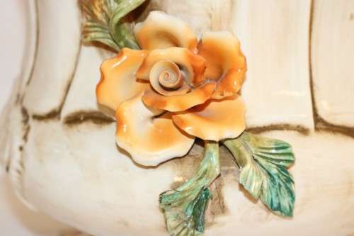 A spectacular large hand painted Italian made Capodimonte porcelain planter bowl