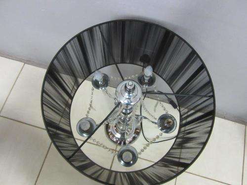 A magnificent 5-arm table lamp with hanging genuine crystals and an amazing shade - stunning!